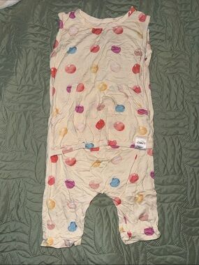 Sleeveless Polka Dot One-Piece for Kids - Cream with Multi-Color Dots